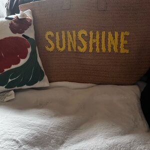 Brown Tote Bag with Yellow 'Sunshine' Embroidery